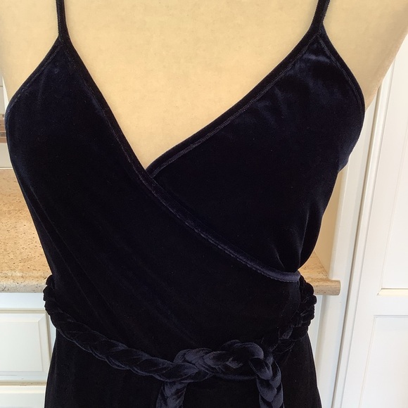 Misa Blue Velvet Wrap Dress Maxi Length Rope Belt - Picture 3 of 10